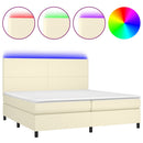 vidaXL krémszínű műbőr rugós ágy matraccal és LED-del 200x200 cm