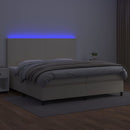vidaXL krémszínű műbőr rugós ágy matraccal és LED-del 200x200 cm