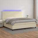 vidaXL krémszínű műbőr rugós ágy matraccal és LED-del 200x200 cm