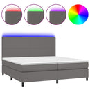 vidaXL szürke műbőr rugós ágy matraccal és LED-del 200x200 cm