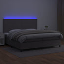 vidaXL szürke műbőr rugós ágy matraccal és LED-del 200x200 cm