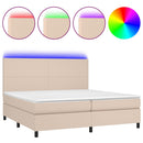 vidaXL cappuccino színű műbőr rugós ágy matraccal és LED-del 200x200cm