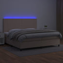 vidaXL cappuccino színű műbőr rugós ágy matraccal és LED-del 200x200cm