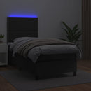vidaXL fekete műbőr rugós ágy matraccal és LED-del 90x190 cm