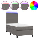 vidaXL szürke műbőr rugós ágy matraccal és LED-del 90x190 cm