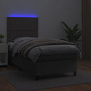 vidaXL szürke műbőr rugós ágy matraccal és LED-del 90x190 cm