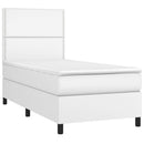 vidaXL fehér műbőr rugós ágy matraccal és LED-del 100x200 cm
