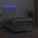 vidaXL fehér műbőr rugós ágy matraccal és LED-del 100x200 cm