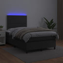 vidaXL fekete műbőr rugós ágy matraccal és LED-del 120x200 cm