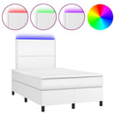 vidaXL fehér műbőr rugós ágy matraccal és LED-del 120x200 cm