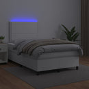 vidaXL fehér műbőr rugós ágy matraccal és LED-del 120x200 cm