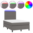 vidaXL szürke műbőr rugós ágy matraccal és LED-del 120x200 cm