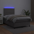 vidaXL szürke műbőr rugós ágy matraccal és LED-del 120x200 cm