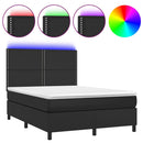 vidaXL fekete műbőr rugós ágy matraccal és LED-del 140 x 190 cm