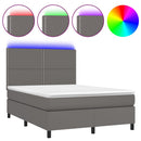 vidaXL szürke műbőr rugós ágy matraccal és LED-del 140x200 cm
