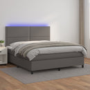 vidaXL szürke műbőr rugós ágy matraccal és LED-del 140x200 cm