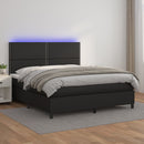 vidaXL fehér műbőr rugós ágy matraccal és LED-del 180x200 cm