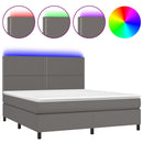 vidaXL szürke műbőr rugós ágy matraccal és LED-del 180x200 cm