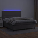 vidaXL szürke műbőr rugós ágy matraccal és LED-del 180x200 cm