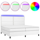 vidaXL fehér műbőr rugós ágy matraccal és LED-del 200x200 cm