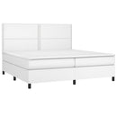 vidaXL fehér műbőr rugós ágy matraccal és LED-del 200x200 cm