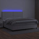vidaXL fehér műbőr rugós ágy matraccal és LED-del 200x200 cm