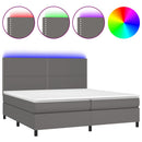 vidaXL szürke műbőr rugós ágy matraccal és LED-del 200x200 cm