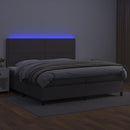 vidaXL szürke műbőr rugós ágy matraccal és LED-del 200x200 cm