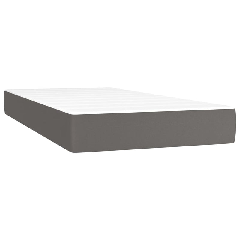 vidaXL szürke műbőr rugós ágy matraccal és LED-del 200x200 cm
