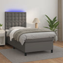 vidaXL szürke műbőr rugós ágy matraccal és LED-del 90x190 cm
