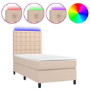 vidaXL cappuccino színű műbőr rugós ágy matraccal és LED-del 90x190 cm