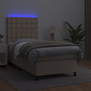 vidaXL cappuccino színű műbőr rugós ágy matraccal és LED-del 90x190 cm
