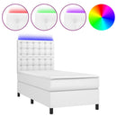 vidaXL fehér műbőr rugós ágy matraccal és LED-del 90x200 cm