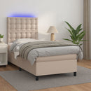vidaXL cappuccino színű műbőr rugós ágy matraccal és LED-del 100x200cm
