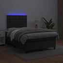 vidaXL fekete műbőr rugós ágy matraccal és LED-del 120x200 cm