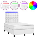 vidaXL fehér műbőr rugós ágy matraccal és LED-del 120x200 cm