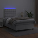 vidaXL fehér műbőr rugós ágy matraccal és LED-del 120x200 cm