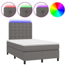 vidaXL szürke műbőr rugós ágy matraccal és LED-del 120x200 cm