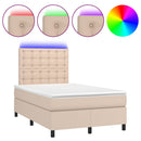 vidaXL cappuccino színű műbőr rugós ágy matraccal és LED-del 120x200cm