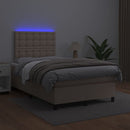vidaXL cappuccino színű műbőr rugós ágy matraccal és LED-del 120x200cm