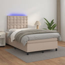 vidaXL cappuccino színű műbőr rugós ágy matraccal és LED-del 120x200cm
