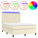 vidaXL krémszínű műbőr rugós ágy matraccal és LED-del 140x190 cm