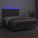 vidaXL szürke műbőr rugós ágy matraccal és LED-del 140x190 cm