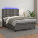 vidaXL szürke műbőr rugós ágy matraccal és LED-del 140x190 cm