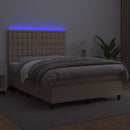 vidaXL cappuccino színű műbőr rugós ágy matraccal és LED-del 140x190cm