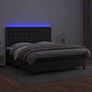 vidaXL fekete műbőr rugós ágy matraccal és LED-del 160x200 cm