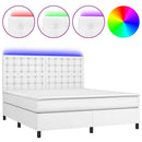 vidaXL fehér műbőr rugós ágy matraccal és LED-del 160x200 cm