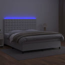 vidaXL fehér műbőr rugós ágy matraccal és LED-del 160x200 cm