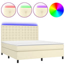 vidaXL krémszínű műbőr rugós ágy matraccal és LED-del 160x200 cm