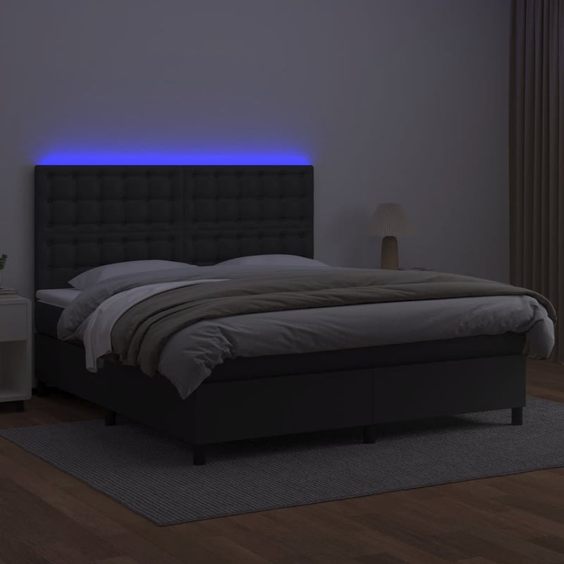 vidaXL fehér műbőr rugós ágy matraccal és LED-del 180x200 cm